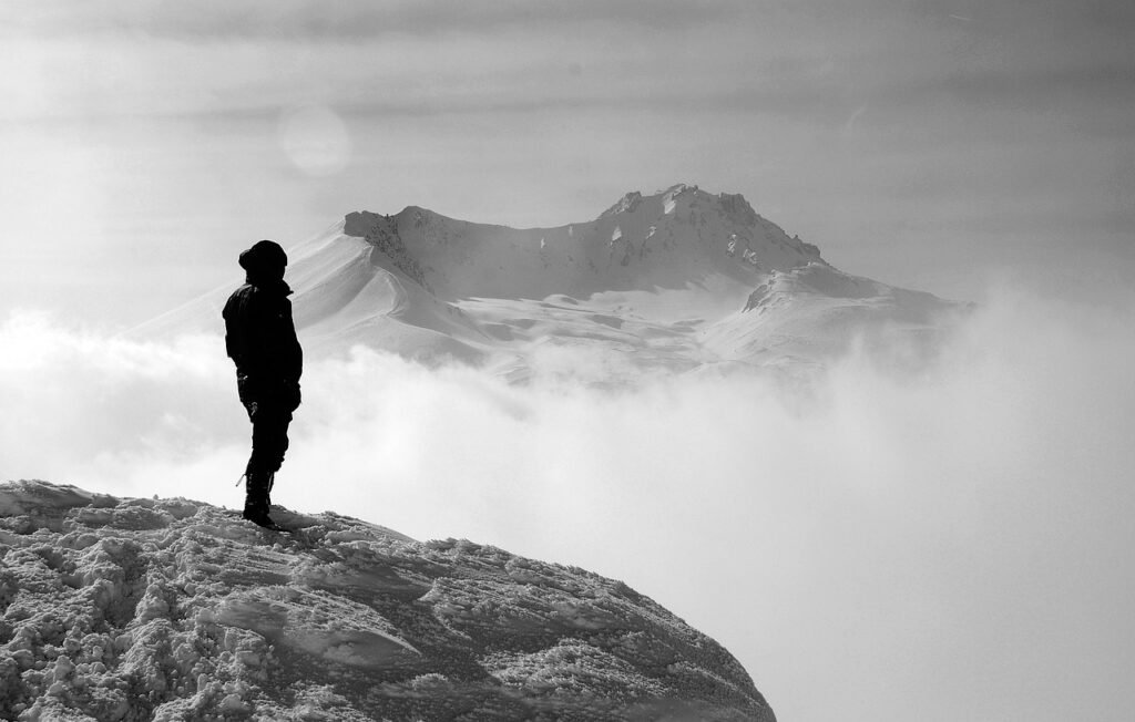 mountain, hiking, girl